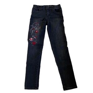 Gap Snow White Skinny Jeans Size 8 Slim Supper Skinny 5 Pockets Black Embroidery